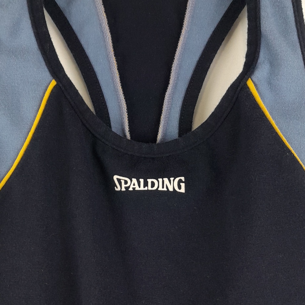 Spalding Medium Active Wear Black Blue Racerback Halter Top - Picture 2 of 7